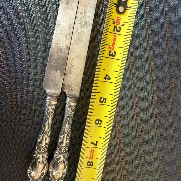 Art Nouveau Antique 2  sterling silver handle Gorham Virginia dinner knives - Picture 5 of 6